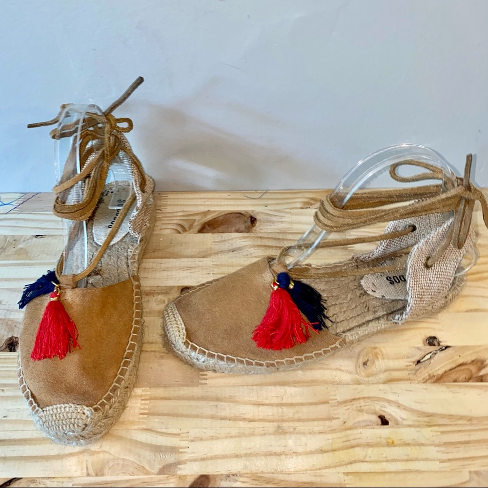 Soludos Espadrille Gladiator Tassel Tan Sandals - Picture 2 of 7